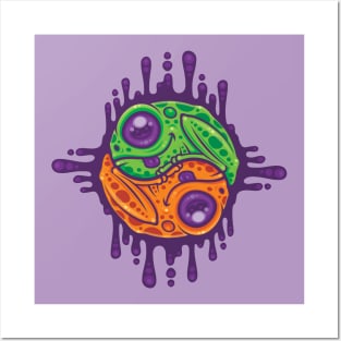 Trippy Drippy Frog Yin Yang Posters and Art